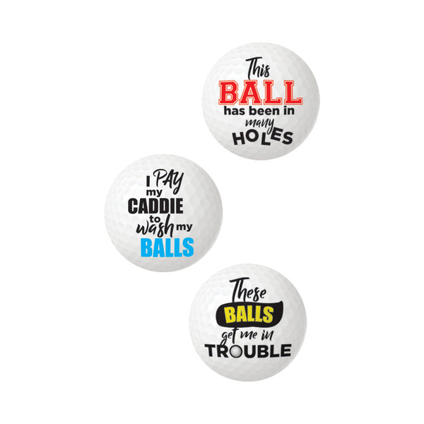 Slogan Golf Balls 3-Pack – Funny & Functional
